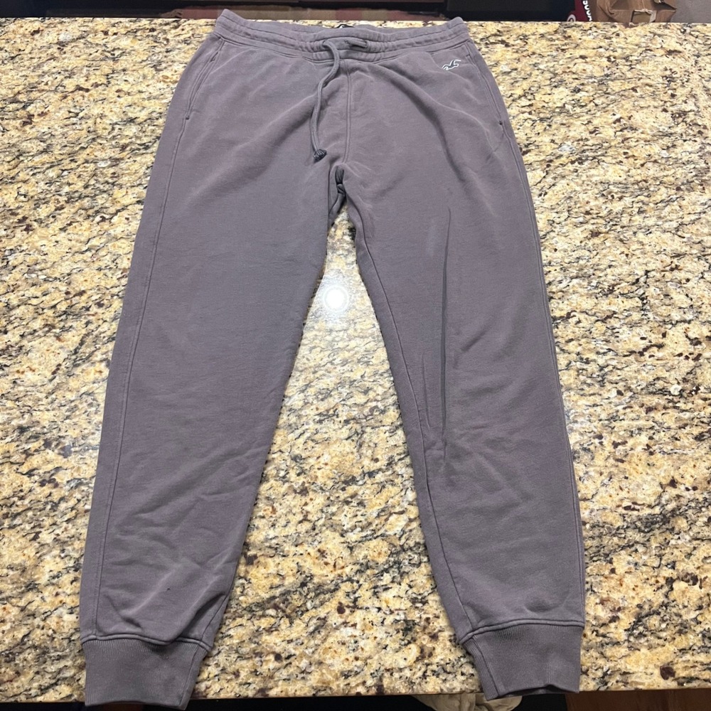 Hollister Must-Have Collection Mens Gray Jogger Sweatpants Small Fleece‎ Lined